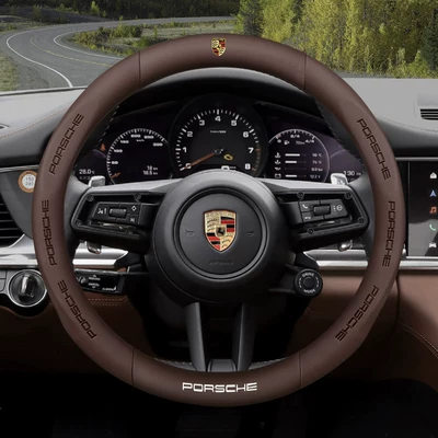 Steering Wheel Cover Cayenne Macan: Steering wheel cover - exclusively-for-porsche-brown-high-quality-nappa-leather-default