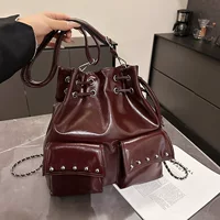 Backpack, one-shoulder bag, shoulder bag, chain, South Korea, drawstring