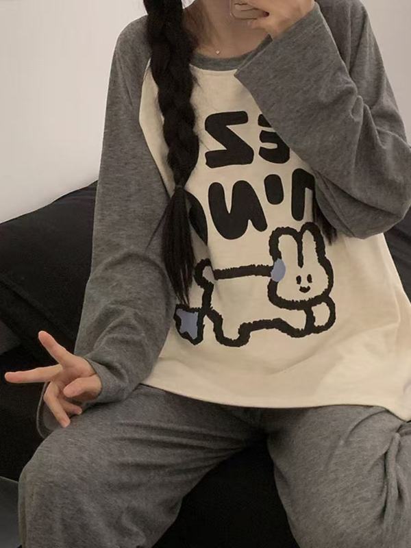睡衣女秋冬季德绒加厚保暖卡通腊肠狗宽松2025新款格子家居服套装|undefined