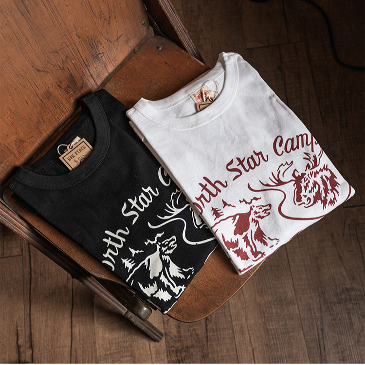 Male Samurai Non Stock Polaris Camp Pure Cotton Short Sleeve T-Shirt North Star Retro Round Neck T-Shirt Male Samurai Non Stock Polaris Camp Pure Cotton Short Sleeve T-Shirt North Star Retro Round Neck T-Shirt