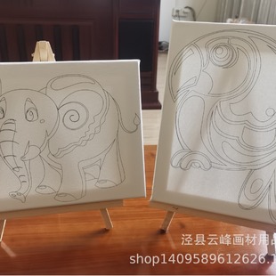 Mini Easel + Line Drawing Frame Set with Smooth Surface, Practical Desktop Canvas Artwork Wooden Frame with Frame