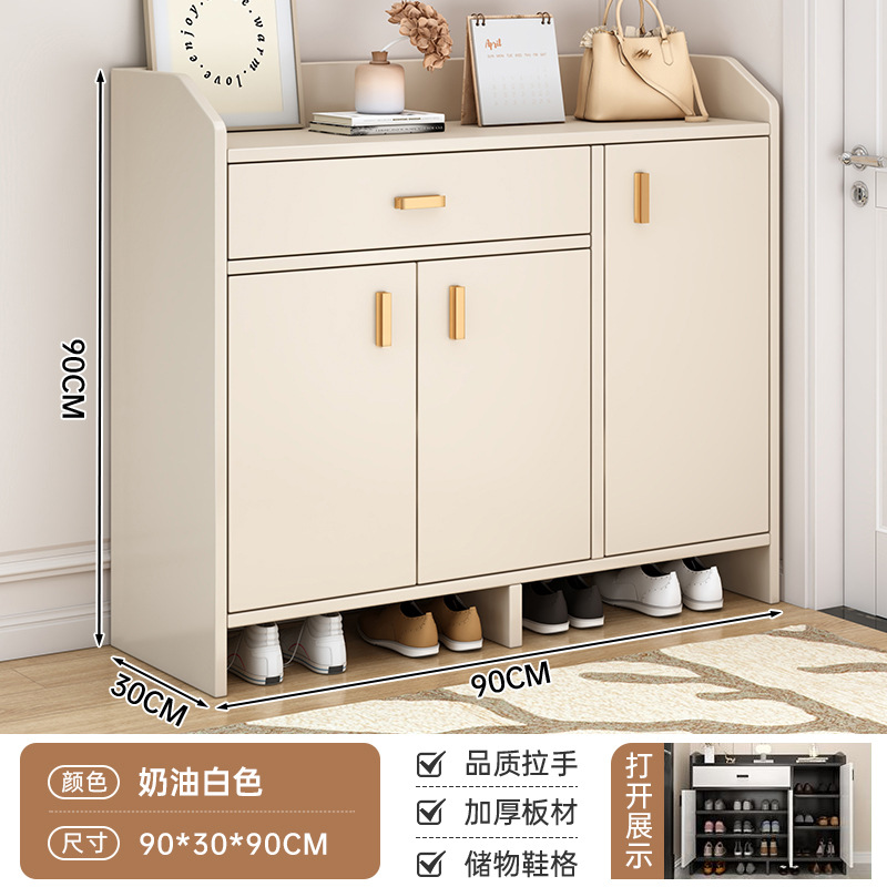 Pequeño gabinete de zapatos de viento crema nuevo tipo 2025 gabinete de almacenamiento de puerta doméstica integrado contra la pared pasillo interior rack de zapatos image 15