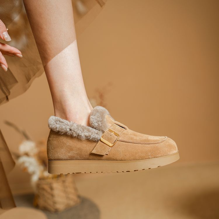 Casual velvet thick-soled furry shoes low-cut snow boots 2024 autumn…