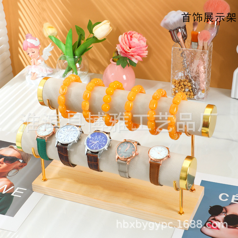Fabricante de pulseras de madera sólida venta directa relojes de pulseras accesorios de joyería de hierro forjado estante de exhibición