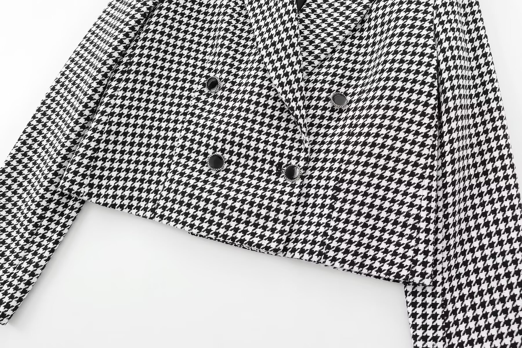 GraceChic 2025 Spring Autumn New Women's Fashion European And American Style French Houndstooth Short Casual Blazer Wide-Leg Pants_voghion.com