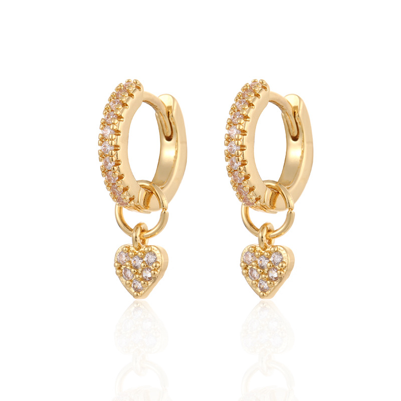 Daily Occasion Copper Material Wholesale Jewelry Fashion Heart Copper Artificial Gemstones Earrings
