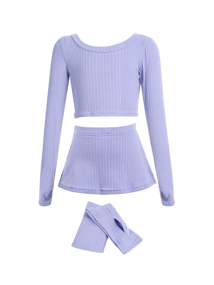 Ropa de baile para niños Otoño e Invierno ropa exterior de manga larga cintura alta cuello redondo jersey de dos piezas práctica de baile traje de entrenamiento