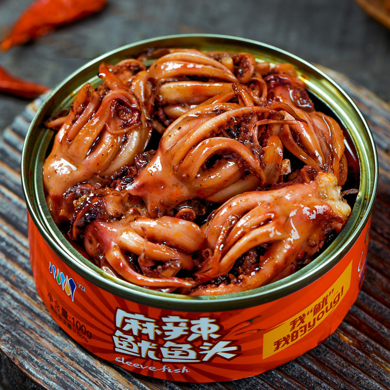 即食鱿鱼1000g麻辣须罐头小海鲜头鱿鱼丝片八爪鱼铁板鱿鱼仔大促