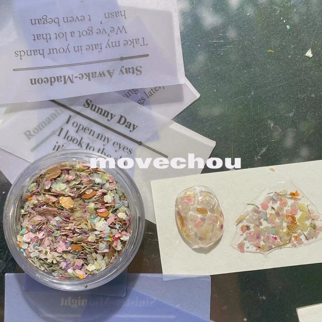 Korean Style ins Niche Fire Paint Manicure High-end Atmosphere Terrazzo Material Glue Flat Replacement Dried Flower Rock Piece Jewelry