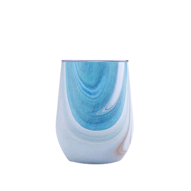 Suministro directo de fábrica 12oz304 taza de huevo de acero inoxidable aislamiento al vacío de doble capa taza de preservación en frío copa de vino tinto en forma de U