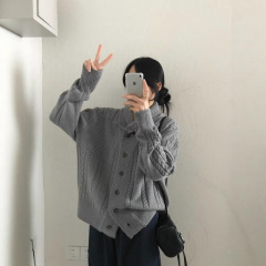 高级感翻领麻烦毛衣外套女2025秋季新款韩版百搭软糯针织开衫上衣