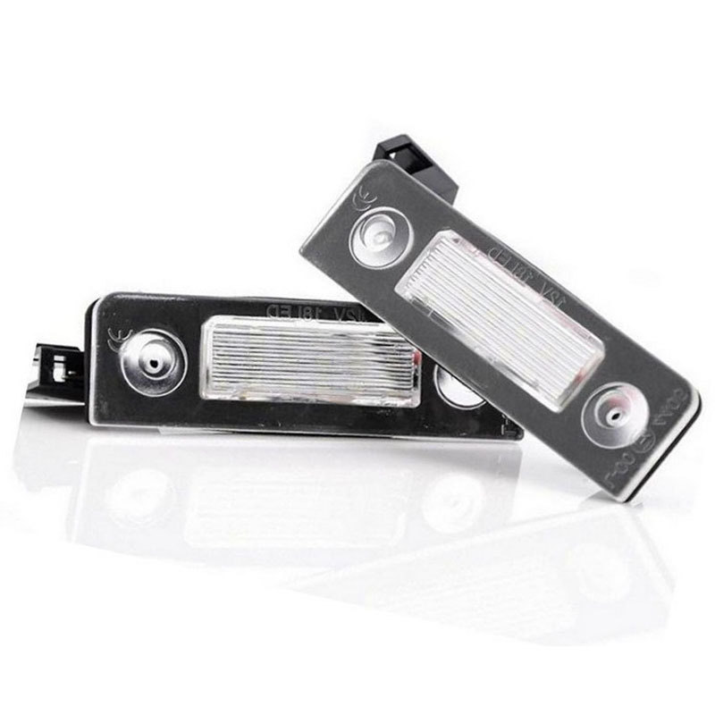 Suitable for Volkswagen Skoda Octavia II facelift models 09-12, license plate lights, 18 LED white lights, black cotton, 2 pieces