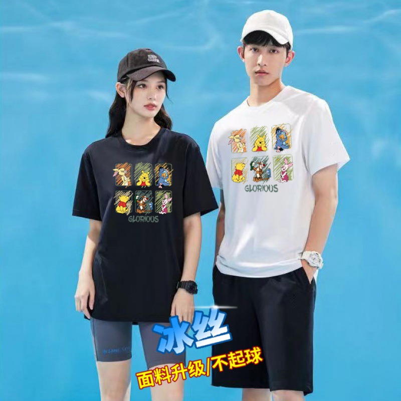 Camiseta de mangas cortas de hielo de Hong Kong 2025 verano caliente para hombres y mujeres transpirables sensación de secado rápido de moda blusa versátil