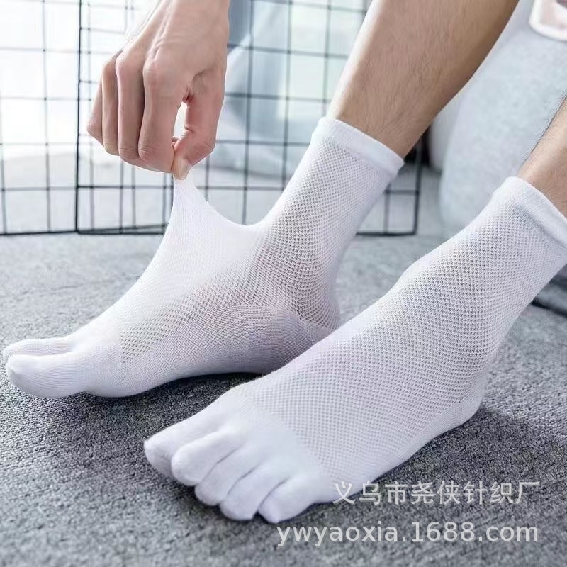 五本指の靴下の男性の長い筒の網の目の逸芬のメーカーの直接販売の男性の靴下の夏の5本の指の春秋の金は足の指の綿の靴下を分けます|undefined