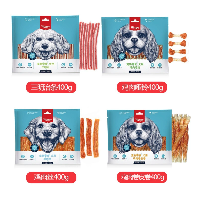 [В наличии Оригинальные товары] wanpy Naughty Dog Snacks для собак Мягкая курица измельченный Куриный Рулет сэндвич гантель 400 г