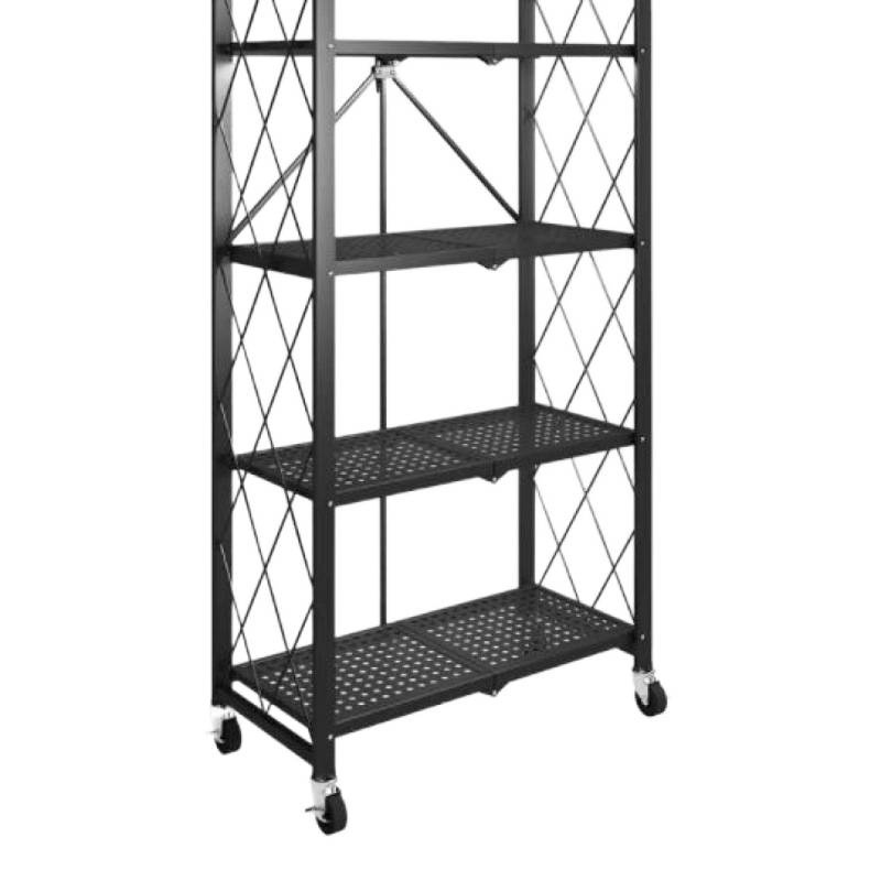 Estante de almacenamiento plegable sin instalación de piso de cocina multicapa de microondas estante de almacenamiento de bocadillos de hendidura móvil