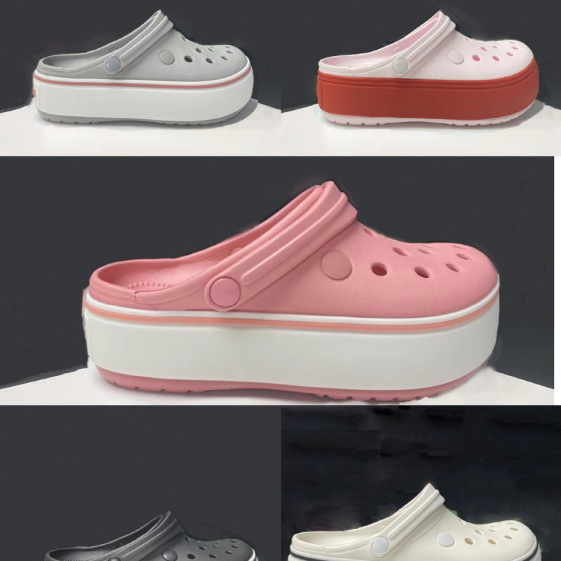 2025 New Women's Shoes, Clogs, Thick-Soled Carloban Heightening Non-Slip Lightweight Beach Shoes, Breathable Sandals and Slippers, Trendy
