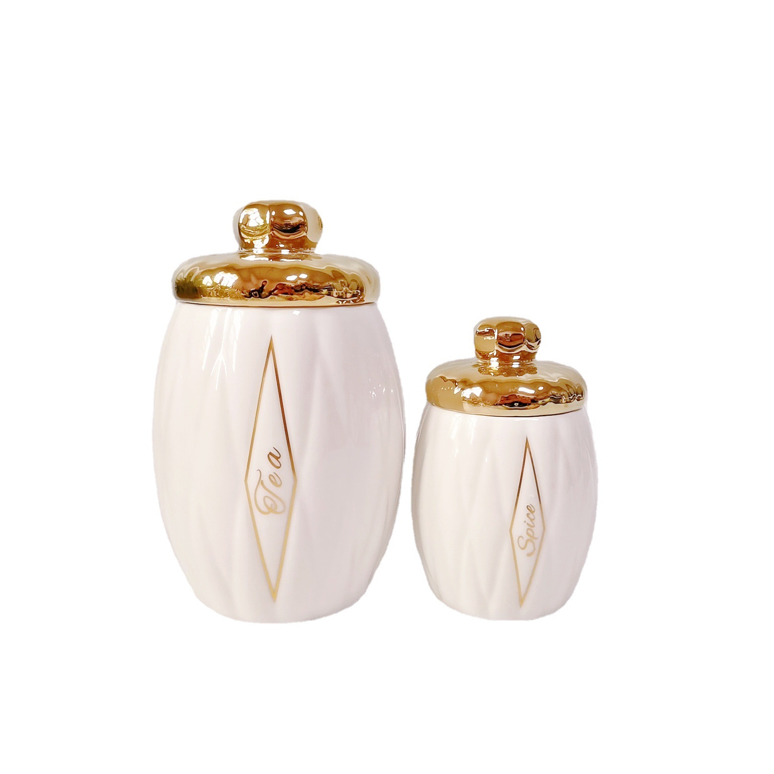 Tarro sellado de cerámica de diamante transfronterizo cubierta chapada en oro Tarro de condimento de 7 piezas Tarro de almacenamiento de cocina Tarro de té de café