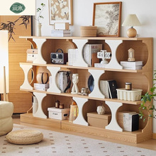 转角玄关展示架小户型客厅书房复古风书架落地置物架异形组合书柜