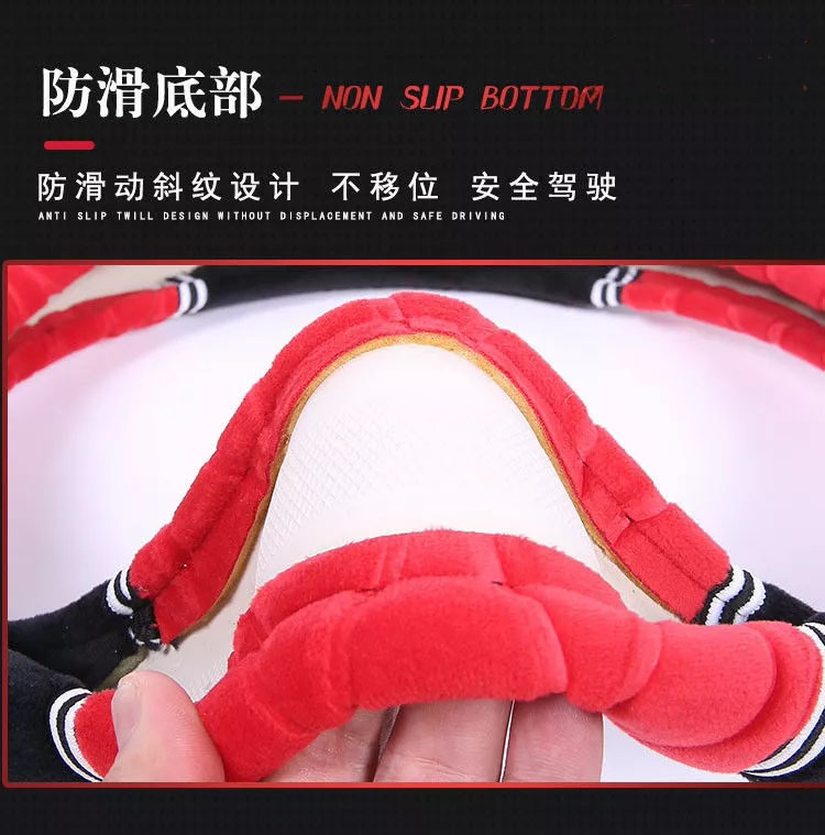 Winter plush car steering wheel cover, comfortable, suitable for all seasons, wear-resistant, sweat-absorbent, non-slip, flocking, car accessories
