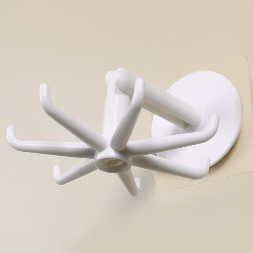 Upgraded multifunctional rotating 7-claw hook for kitchen storage 360-degree traceless hook for home use without punching and sticky hook