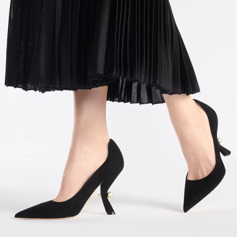 2025 Spring Export New High-Heeled Shoes Pointed Toe Super High Heel Special-Shaped Heel Pearl Fashion Large Size Women's Shoes