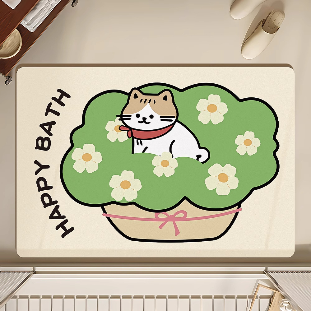Alfombrilla de baño de dibujos animados Alfombrilla antideslizante de barro de diatomeas Alfombrilla de entrada de baño Alfombrilla de baño Alfombra de secado rápido