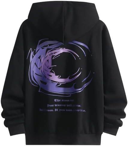 Men's Casual Pullover Hoodie Loose Fit Hooded Sweatshirt