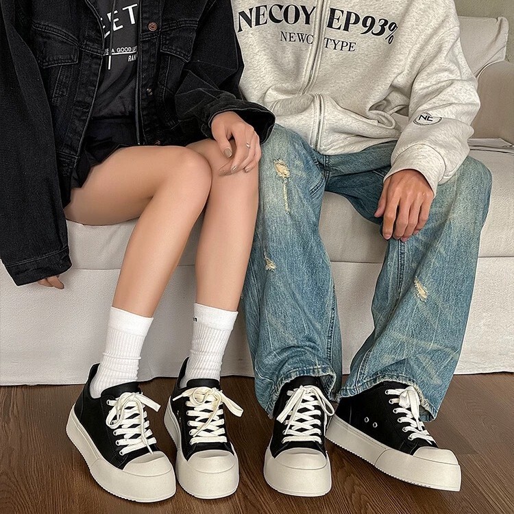 Casual board shoes for men and women with black thick soles increased breathable star commuter big toe shoes fashion brand low top shoes Casual board shoes for men and women with black thick soles increased breathable star commuter big toe shoes fashion brand low top shoes