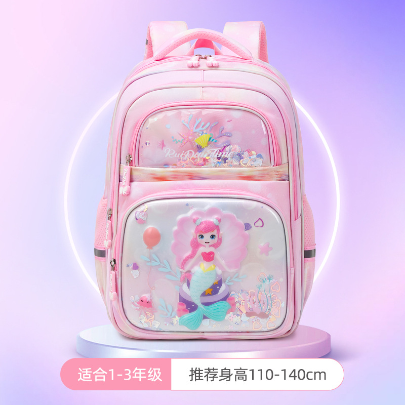 Mochila escolar para niñas de 1º a 2º grado, marca Rui, gran capacidad, reduce el peso, diseño de dibujos animados, para niñas de primaria, modelo nuevo 2025, ligera.