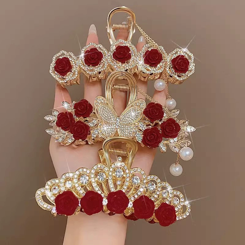 Красная крабовая булавка, полурозовые заколки, акула, заколки для волос, аксессуар для волос, стиль 2025 года, высокое качество