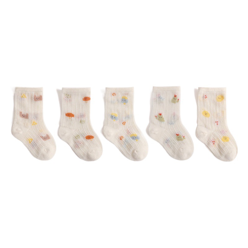 Calcetines de bebé recién nacidos calcetines de bebé de malla de seda de hielo de verano sin hueso dibujos animados lindos niños y niñas calcetines de media pantorrilla