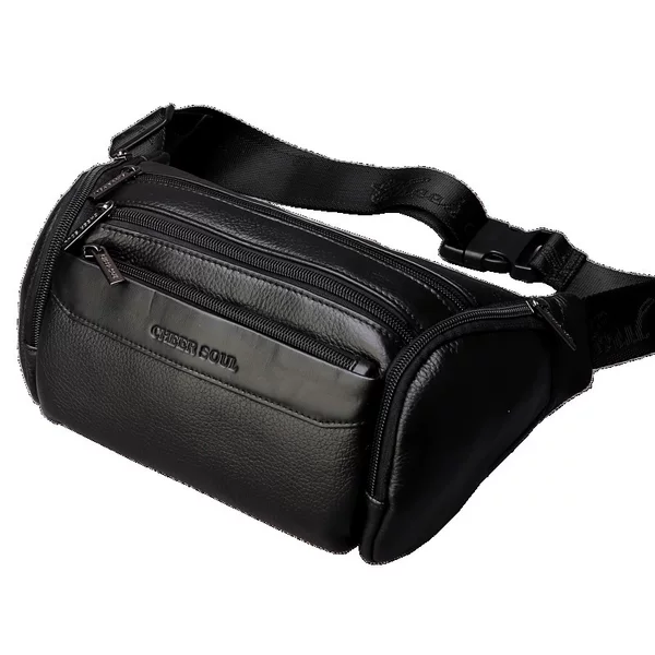 Cross-border genuine leather men's waist bag, cowhide waist bag, eyeglass case, portable crossbody bag, belt bag