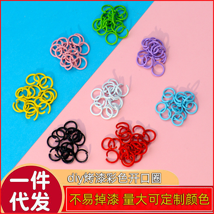 diy paint color open ring metal connection ring handmade single ring bracelet necklace candy color keychain material