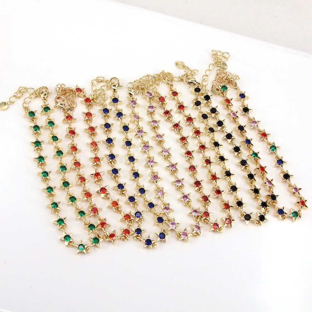 Fashion Heart Shape Copper Bracelets Gold Plated Zircon Copper Bracelets