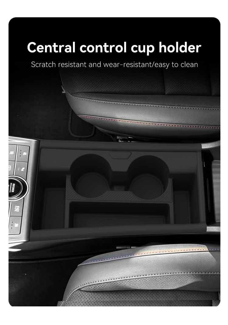 Suitable for 25 models of Hyundai KONA, this center console cup holder cover is a silicone protective and anti-slip mat, a car accessory for modification