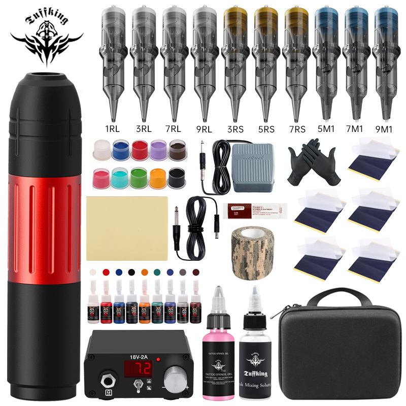 Juego de máquina de tatuaje de batería dual, pluma de tatuaje inalámbrica de alta duración, herramienta de tatuaje, fuente de alimentación de tatuaje portátil, equipo de tatuaje image 12