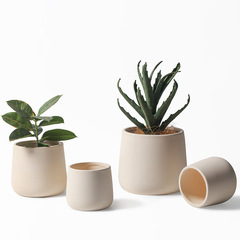 Nordic style simple burnished ceramic planter, fashionable minimalist literary personalized indoor artificial lucky bamboo and cactus landscape