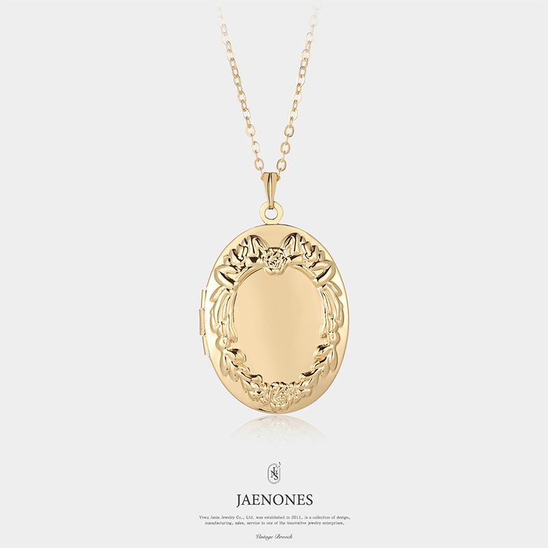 易贝ebay外贸小饰品 复古雕花吊坠项链 locket necklace 可放照片