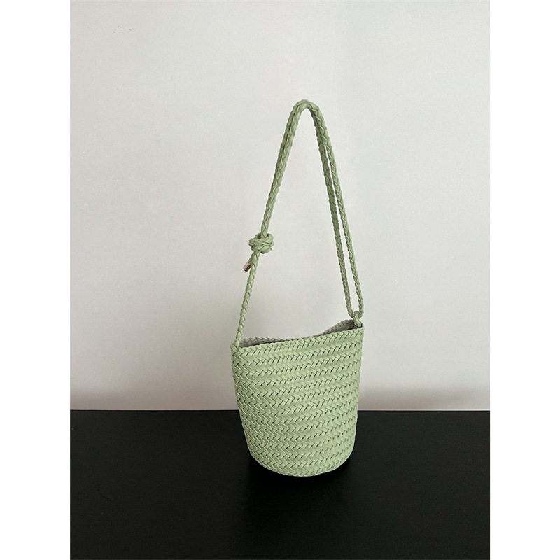 Hand-Woven Bucket Bag For Women, Large Capacity Luxury Genuine Leather Tote, Handbag, Shoulder And Crossbody Bag - Thumbnail 5