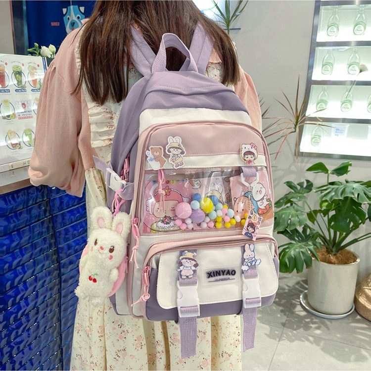 스쿨백 여성 초등학생 중학생 귀여운 통증 가방 한국식 대용량 배낭 여성 배낭