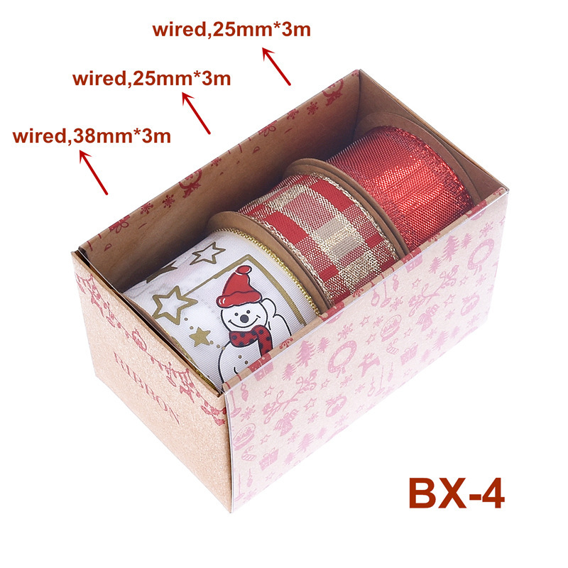 Nuevo transfronterizo Amazon Navidad cinta caja de paquetes de regalos árbol de Navidad decoración oro y plata cinta set