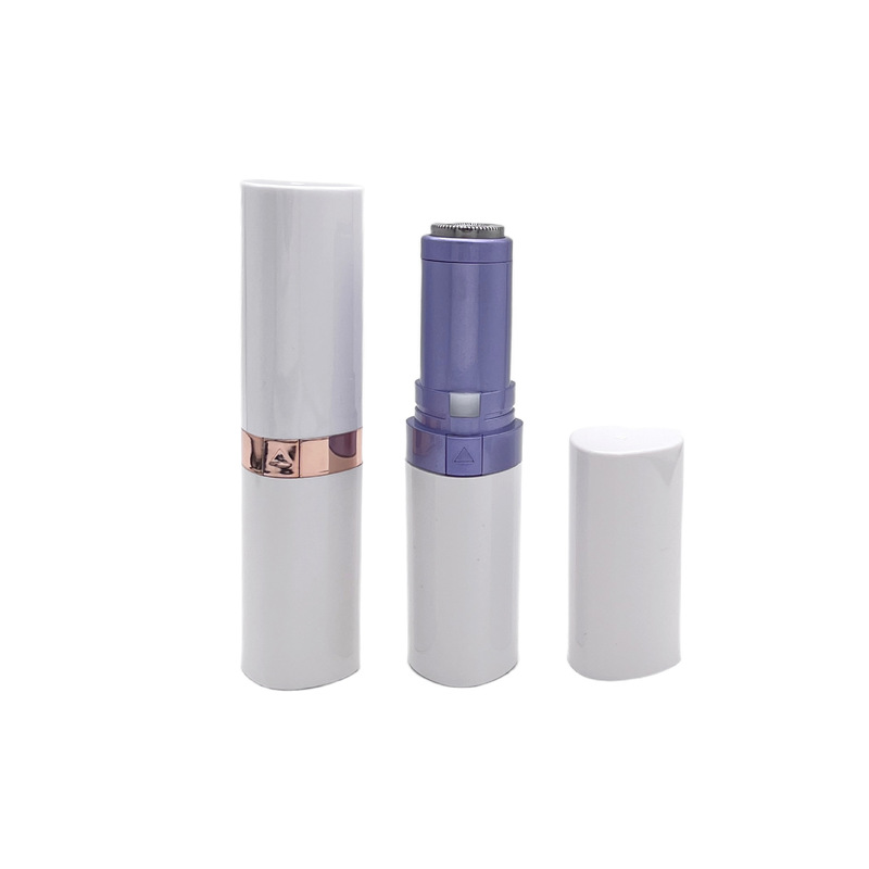 Cross-Border Export Women's Compact and Exquisite Lipstick-Shaped Pearlescent White Electric Shaver with Led Light Shaver