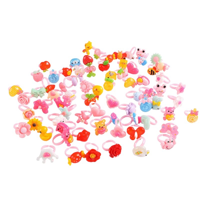Cross border cartoon baby Princess resin children's female flat transparent small ring toy hand jewelry jewelry bulk