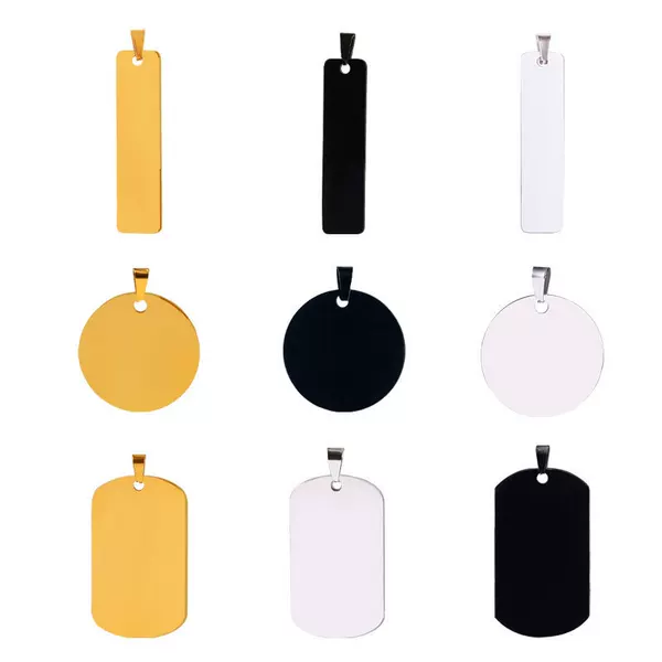 Cross-Border Amazon Hot-Selling Military Tag Laser-Engraved Stainless Steel Blank Material Id Tag Pendant Wholesale