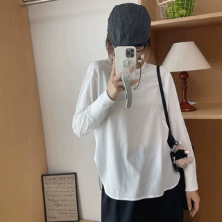 定制打底衫外穿内搭四季休闲百搭女装圆领长袖T恤