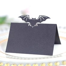 外贸跨境万圣节镂空黑色蝙蝠蜘蛛网席位卡节日姓名桌位卡工厂现货