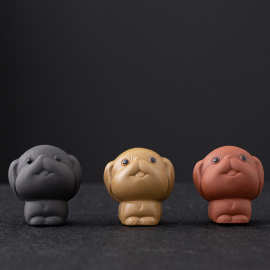 茶宠紫砂迷你可爱小萌狗可养 指尖掌中小狗小宠 袖珍小号喷水摆件