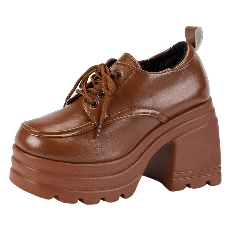 Женские лоферы на толстой подошве, осень-зима 2021, новые цветные туфли на плоской подошве, маленькие кожаные туфли в британском стиле, кожаные туфли на платформе и толстом каблуке