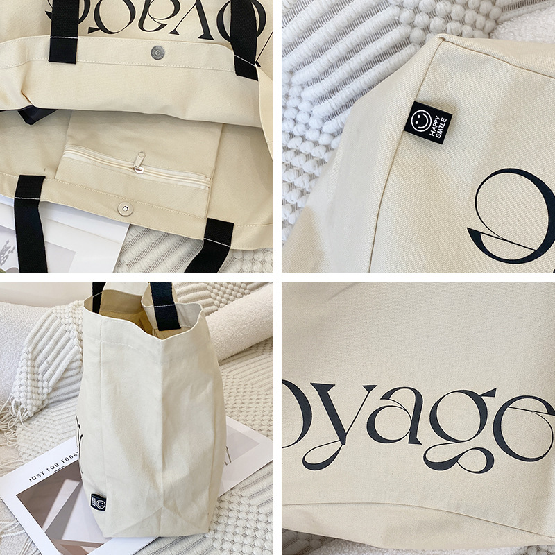 Original Design Canvas Doppelseitige, geräumige Schultertasche für Damen, Nischen-Freizeittasche aus Stoff_voghion.com